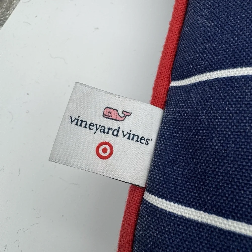 Vineyard Vines Target 14x20 Whale Line Lumbar Pillow Red White Navy Home